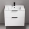 Floating Bathroom Vanity, Glossy White, 28 Inch